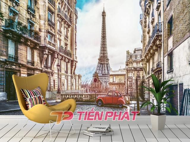 Tranh 3D Dán Tường Tháp Eiffel TPK8003