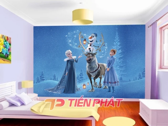 Tranh 3D Dán Tường Công Chúa Elsa Và Các Bạn TTE8032 | Trang Trí ...
