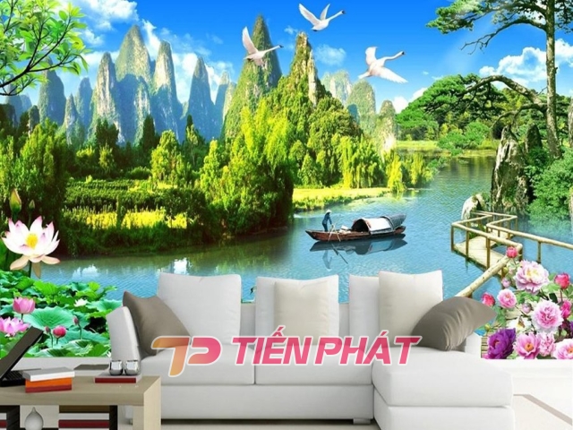 Tranh Dán Tường 3D Quang Cảnh Núi Rừng Đẹp Tiến Phát Nrtp05